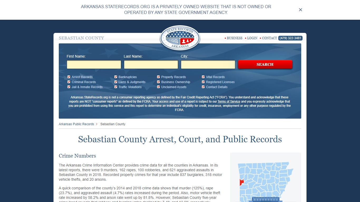 Sebastian County Arrest, Court, and Public Records